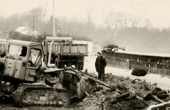 Harrow Bridge Demolition removing tram lines 1971
